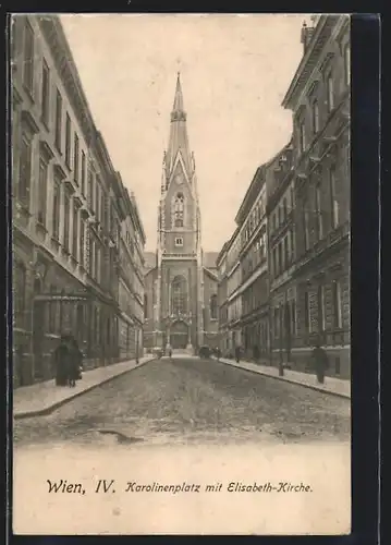 AK Wien, Karolinenplatz mit Elisabeth-Kirche