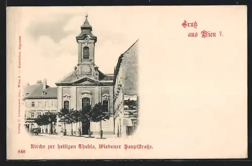 AK Wien, Kirche zur heiligen Thekla, Wiedener Hauptstrasse