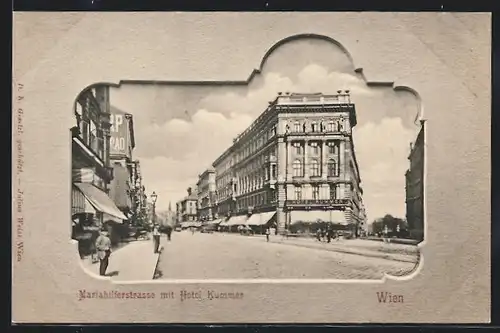AK Wien, Mariahilferstrasse mit Hotel Kummer