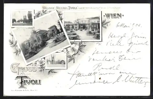 AK Wien, Tivoli Gebäudeansicht, Terrasse und Eingang