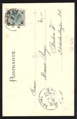 Lithographie Wien, Mariahilferkirche in goldener Rahmung