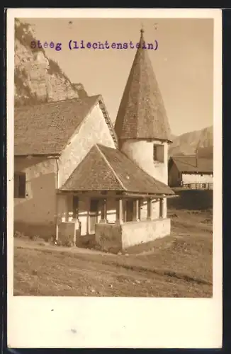 AK Steeg, Ortspartie mit Kapelle