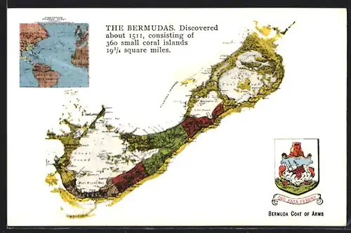 AK Bermuda, Landkarte der Inseln, Wappen