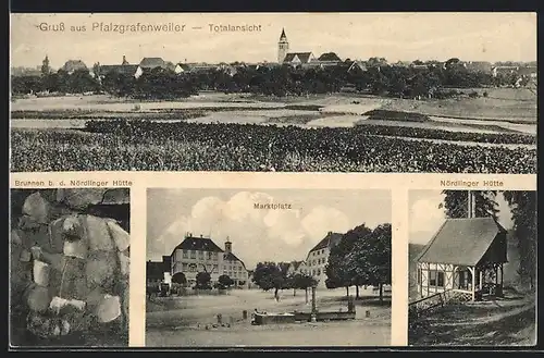 AK Pfalzgrafenweiler, Brunnen bei der Nördlinger Hütte, Marktplatz