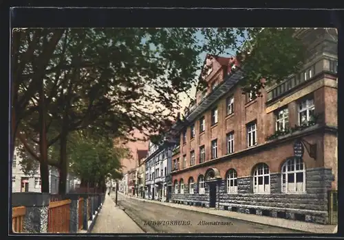 AK Ludwigsburg, Teilansicht auf der Alleenstrasse