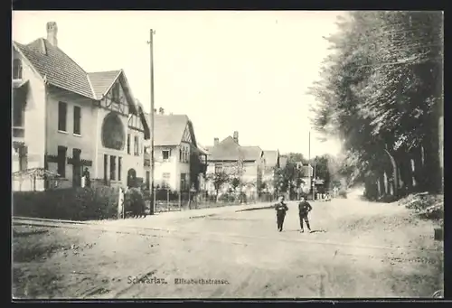 AK Schwartau, Elisabethstrasse mit zwei Jungen