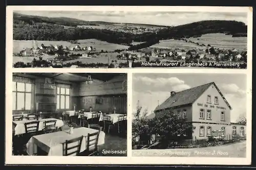 AK Langenbach b. Marienberg, Hotel zur Stadt Marienberg, Inneres Speisesaal, Teilansicht