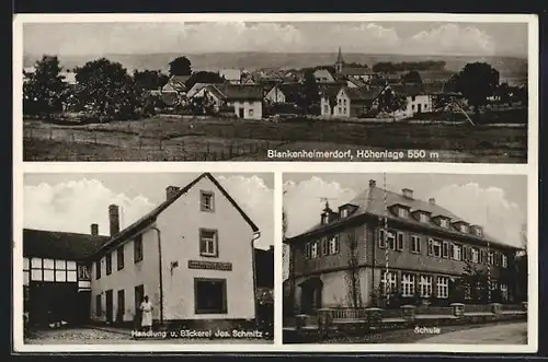 AK Blankenheimerdorf, Handlung un Bäckerei Jos. Schmitz, Schule
