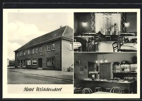 AK Holdorf, Hotel Middendorf, Aussen- u. Innenansichten