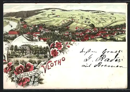 Lithographie Vlotho, Amthausberg, Panorama