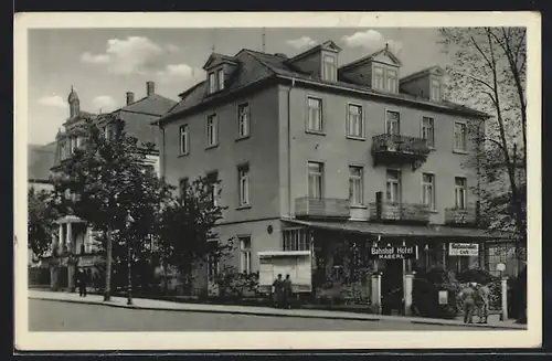 AK Bad Nauheim, Bahnhof-Hotel und Villa Haberl