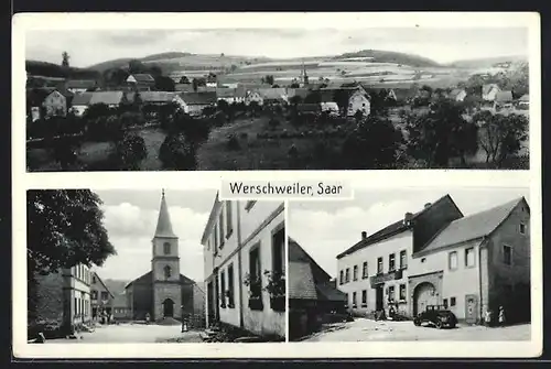AK Werschweiler /Saar, Panorama, Gasthaus Friedrich Fuchs