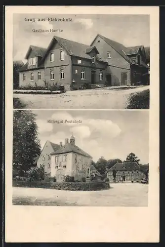 AK Flakenholz, Gasthaus Humke, Rittergut Posteholz