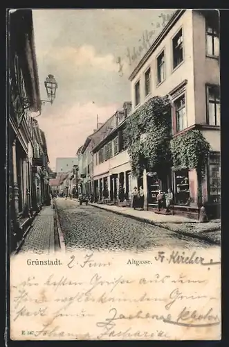 AK Grünstadt, Strassenblick in die Altgasse