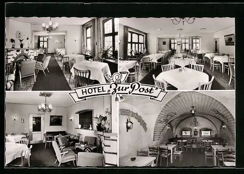 AK Olsberg, Hotel zur Post, in den Gasträumen, Landkarte auf der Rückseite