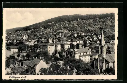 AK Ettlingen i. B., Generalansicht mit der Kirche