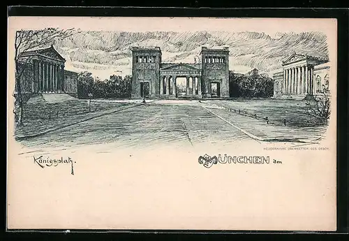 Künstler-AK München, Blick zum Königsplatz