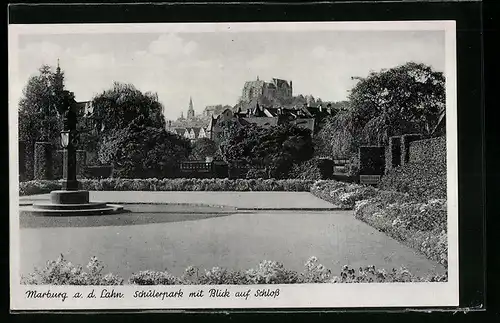 AK Marburg a. Lahn, Schülerpark mit Blick auf das Schloss