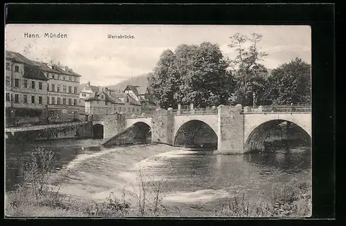 AK Hann. Münden, an der Werrabrücke