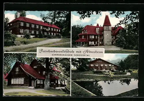 AK Simmershausen im Schocketal, Reinhardswaldschule mit dem Altersheim, am Teich