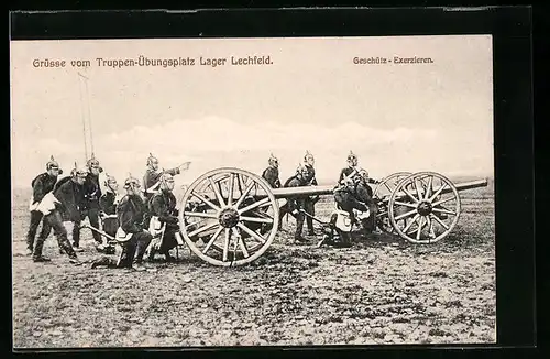 AK Lager Lechfeld, Truppenübungsplatz, Geschütz-Exerzieren