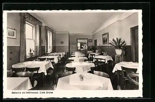 AK Delecke am Möhnesee, Cafe-Restaurant Grüne, Innenansicht