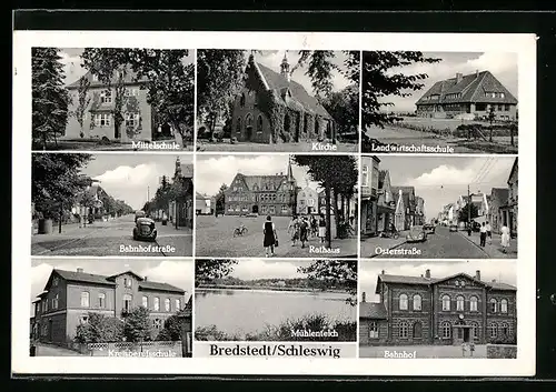 AK Bredstedt, Bahnhof, Rathaus und Mittelschule