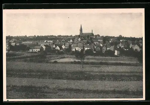 AK Rübenach, Ortspanorama mit Kirche