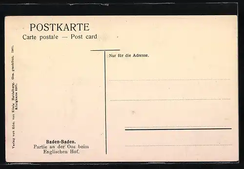 AK Baden-Baden, Partie an der Oos beim Englischen Hof