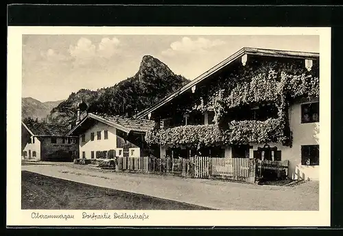 AK Oberammergau, Dorfpartie an der Dedlerstrasse