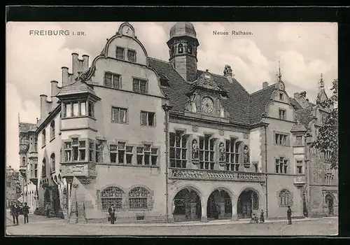 AK Freiburg i. Br., Partie am neuen Rathaus