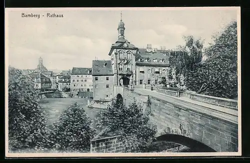 AK Bamberg, Brücke vor dem Rathaus