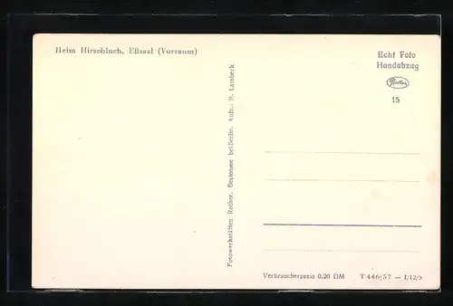 AK Bestensee b. Berlin, Heim Hirschluch, Esssaal