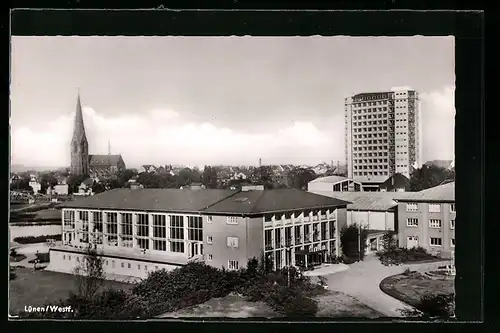 AK Lünen in Westfalen, Blick auf Rathaus und Marienkirche