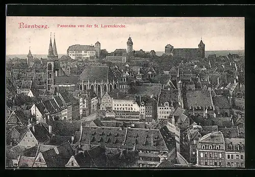 AK Nürnberg, Panorama von der St. Lorenzkirche