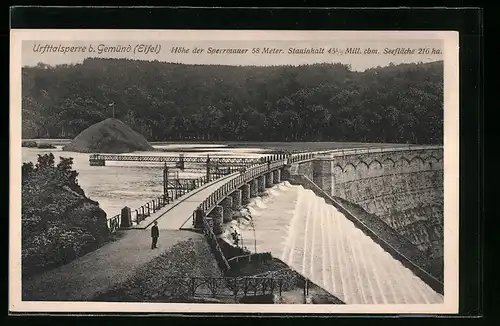 AK Gemünd / Eifel, Urfttalsperre mit Sperrmauer