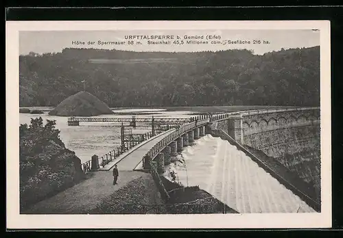 AK Gemünd i. Eifel, die Urfttalsperre, am Wasser-Überlauf