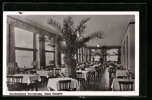 AK Norderney, Hotel Haus Daheim in der Kaiserstr. 24, Speisesaal