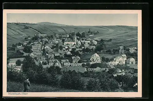 AK Wurzbach i. Thür., Generalansicht mit der Kirche