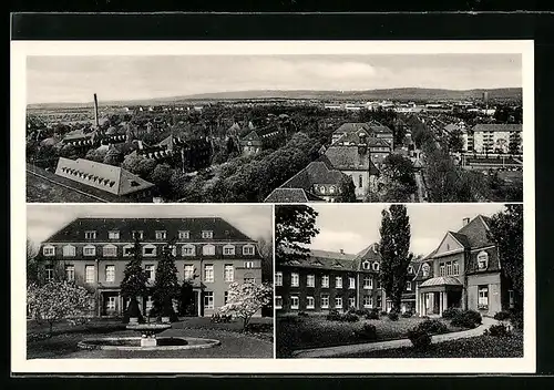 AK Mainz am Rhein, Blick auf das Stadtkrankenhaus und die Universitätskliniken