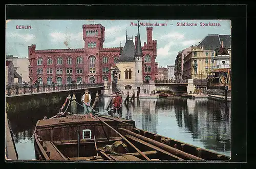 AK Berlin, am Mühlendamm, Städtische Sparkasse