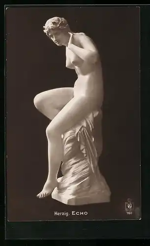 AK Herzig: Echo, nackte Frau, Plastik