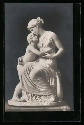 AK Die Skulptur Amor und die Muse