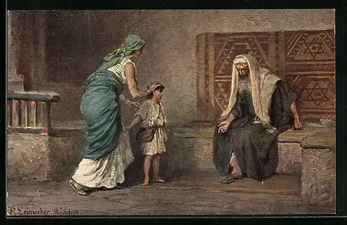 Künstler-AK Die heilige Schrift, Bilder aus dem Alten Testament, Hanna bringt Samuel zu Eli