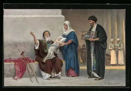 Künstler-AK Bilder aus dem neuen Testament, Die Darstellung im Tempel und Simeon