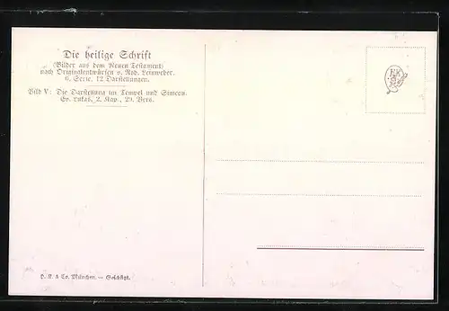 Künstler-AK Bilder aus dem neuen Testament, Die Darstellung im Tempel und Simeon