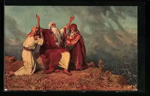 AK Moses beim Gebet für den Sieg Israels