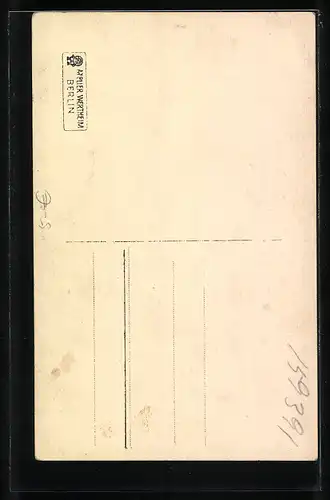 AK Frau steht an einem Stuhl und trägt einen Hut