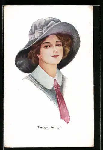 Künstler-AK The Yachting Girl, Junge Frau mit Hut
