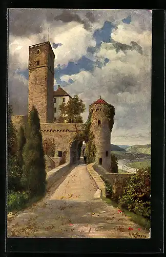 Künstler-AK Hassmersheim am Neckar, Schloss Guttenberg